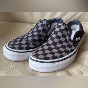 Vans Kids Checkered Slip-On Sneakers - Black and Brown